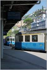 Obwohl nahe zusammen, waren die beiden MOB ABDe 8/8 4004 (vorne) und 4002 (hinten) in Montreux gar nicht so einfach auf EIN Bild zu bekommen...