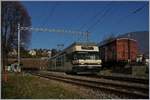 Ein CEV MVR GTW Be 2/6 wartet in St-Légier Gare auf die Abfahrt.