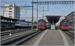 Die beiden Be 4/8 110 (von St-Urban) und 111 (von Solothurn) in Langenthal.