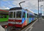Triebwagen BDe 4/4 502 der Aigle–Ollon–Monthey–Champry-Bahn (ASD), heute unter dem Dach der Transports Publics de Chablais (TPC).