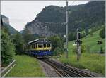 Der BOB ABeh 4/4 313 erreicht mit seinem Regionalzug von Interlaken Ost kommend sein Ziel Lauterbrunnen.