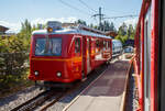 Der noch “aktive“ tpc BVB BDeh 2/4 „flèche“ (Pfeil) 25 (als historisches Fahrzeug) ein elektrischer Personentriebwagen mit Gepäckabteil für den gemischtem