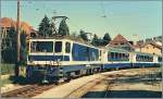 MOB GDe 4/4 mit einem Panoramic Express bei Fontanivent im Sommer 1985.