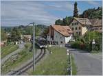 Die MOB GDe 4/4 6005 ist mit ihrem Panoramic Express bei Planchamp auf dem Weg nach Montreux.