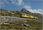 Die historischen RhB ABe 4/4 30 und 34 im Berninabahn-Gelb mit einem Extrazug kurz vor Bernina Ospizio am 10.