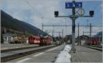 Disentis, Lokwechsel beim Glacier Express: die RhB Ge 4/4 II 620 erreicht mit dem Glacier Express Disentis...