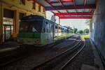 Bei sehr schwierigen Lichtverhltnissen:  Der tpc AL BDeh 4/4 313 „La Berneuse“ (2.
