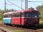 798 667-1+798 610-2 als PEG-Sonderzug im Auftrag der Firma EGP von Warnemnde nach Pritzwalk bei der Durchfahrt im Bahnhof Rostock-Bramow.11.08.2012