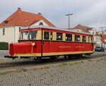 Der Borkumer Kleinbahn T1 als Sonderfahrt von Kühlungsborn West nach Bad Doberan am Morgen des 23.09.2023 in Bad Doberan