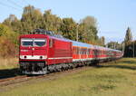 155 222-3 mit WFL-SDZ(25 Jahre IGZ)von Warnemünde nach Weiden bei der Durchfahrt in Rostock-Lichtenhagen.06.10.2024