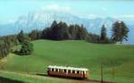 Rittnerbahn Tw 2 Rappersbhl 14.9.1983. Im Hintergrund der Schlern