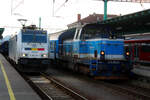 E 186 921 von LINEAS und 714 202 von Ceske Drahy beim Rangieren im Bahnhof Decin hl.n. am 13.3.24