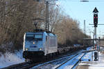 386 001-2 mit Leergut für den Hamburger Hafen. Tostedt, 12.02.2021