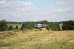 761 005 zieht über das Röslau-Viadukt von Seußen ein Elbtal-Umleiter in Richtung Marktredwitz, am Zug Ende schiebt 761 004.