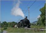 50 Jahre Blonay - Chamby; Mega Steam Festival: Die BFD HG 3/4 N° 3 und FO HG 3/4 N° 4 auf ihrer Fahrt von Vevey nach Chamby kurz nach Château d'Hauteville auf der CEV Strecke Vevey -