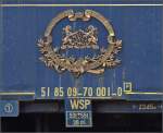 Gusseisernes Emblem mit weiteren Anschriften an Schlafwagen Nr.