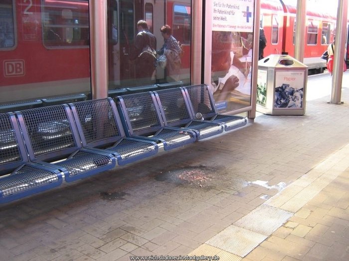 Unappetittlicher Anblick auf dem Bahnsteig 2 in Naumburg (Saale) Hbf; 02.05.2009 (Foto: Thomas Menzel)