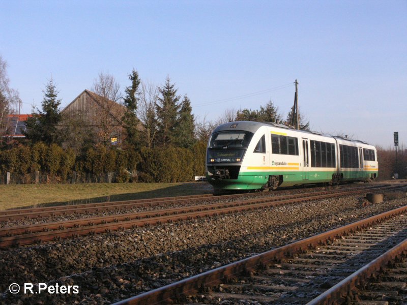 VT05 hat den B bei Schnfeld passiert udn erreicht gleich wiesau mit einer VBG Schwandorf. 11.02.08