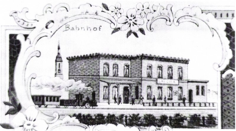 Zeichnung vom Bahnhofsgeb�ude in Laucha (Unstrut); (Bild: Stadtarchiv Laucha)